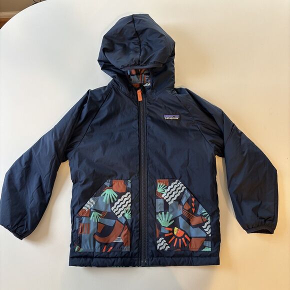 Kids Patagonia Puff Ball Hooded Reversible jacket 5T Lightweight - Picture 3 of 5